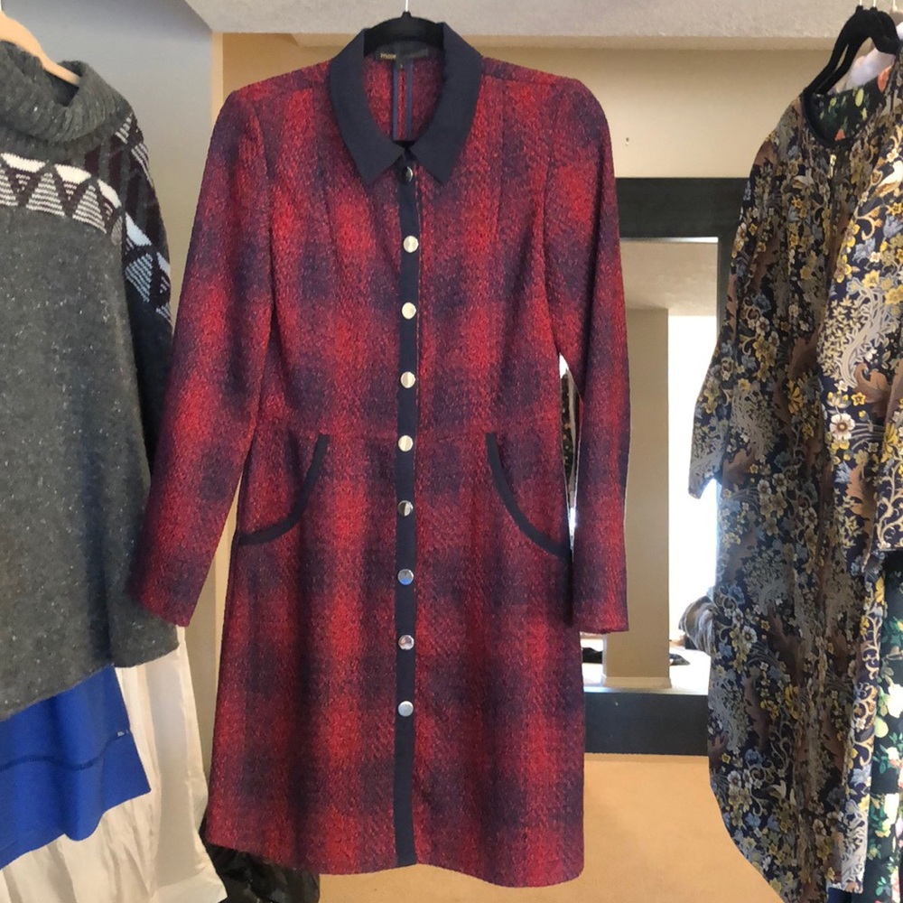 Maje Tweed Dress - Navy/Red
